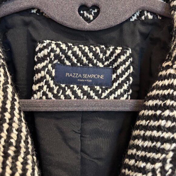 Piazza Sempione Black White Wool Blend Skirt Suit Set IT 50 / US 14 - Picture 13 of 16
